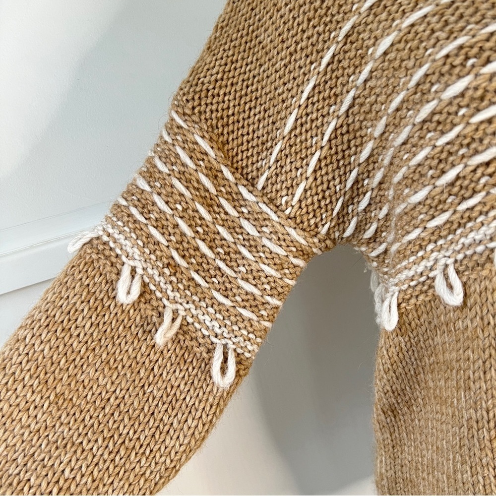 Anthropologie Elsamanda Wool Alpaca Chunky Knit Pullover Sweater in Oatmeal - Picture 5 of 12